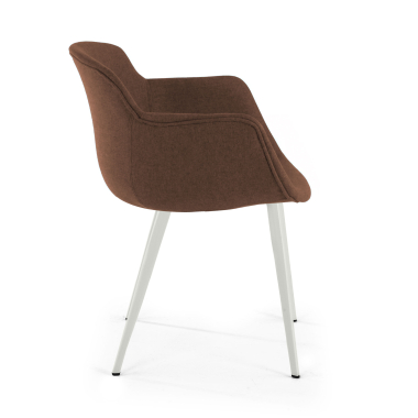 silla confidente blanco marron 4 patas tela brazos tapizados 4