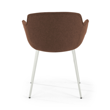 silla confidente blanco marron 4 patas tela brazos tapizados 6