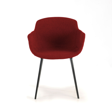 silla confidente negro rojo 4 patas tela brazos tapizados 3