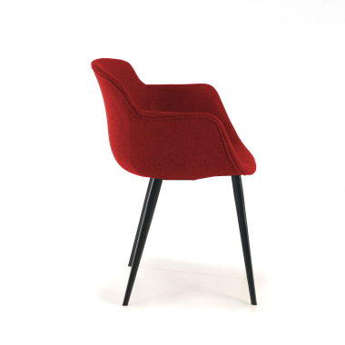 silla confidente negro rojo 4 patas tela brazos tapizados 6