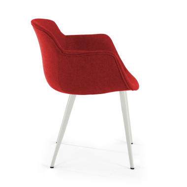 silla confidente blanco rojo 4 patas tela brazos tapizados 4