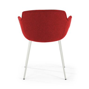silla confidente blanco rojo 4 patas tela brazos tapizados 6