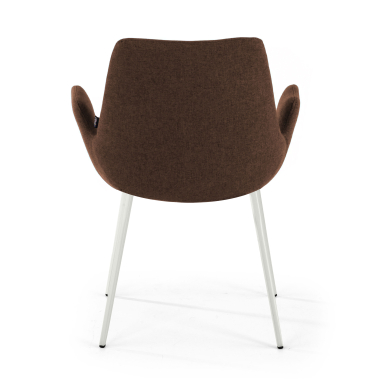 silla confidente blanco marron 4 patas tela brazos tapizados 6