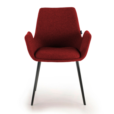 silla confidente negro rojo 4 patas tela brazos tapizados 3