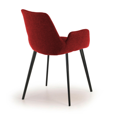 silla confidente negro rojo 4 patas tela brazos tapizados 5