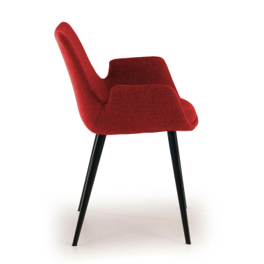silla confidente negro rojo 4 patas tela brazos tapizados 6