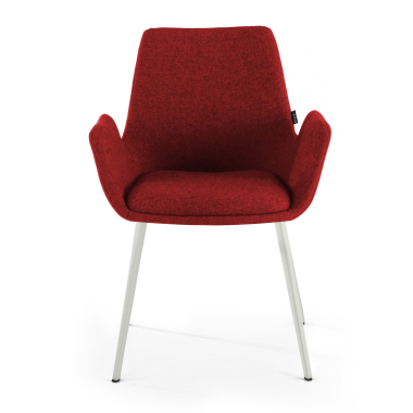 silla confidente blanco rojo 4 patas tela brazos tapizados 3