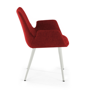 silla confidente blanco rojo 4 patas tela brazos tapizados 4