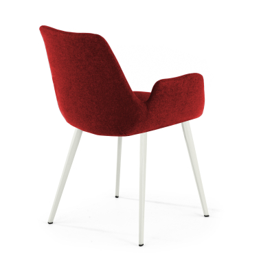 silla confidente blanco rojo 4 patas tela brazos tapizados 5