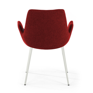 silla confidente blanco rojo 4 patas tela brazos tapizados 6
