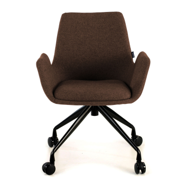 silla confidente negro marron giratoria con ruedas tela brazos tapizados 3