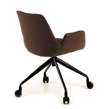 silla confidente negro marron giratoria con ruedas tela brazos tapizados 4