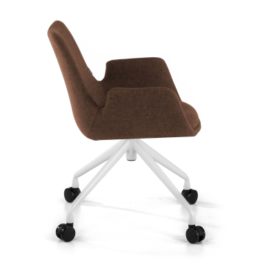 silla confidente blanco marron giratoria con ruedas tela brazos tapizados 4