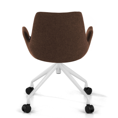 silla confidente blanco marron giratoria con ruedas tela brazos tapizados 6