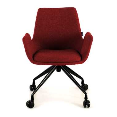 silla confidente negro rojo giratoria con ruedas tela brazos tapizados 3