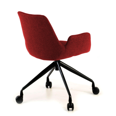 silla confidente negro rojo giratoria con ruedas tela brazos tapizados 4