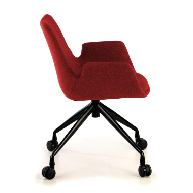 silla confidente negro rojo giratoria con ruedas tela brazos tapizados 5