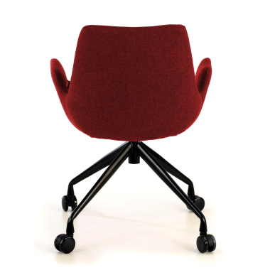 silla confidente negro rojo giratoria con ruedas tela brazos tapizados 6