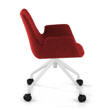 silla confidente blanco rojo giratoria con ruedas tela brazos tapizados 4