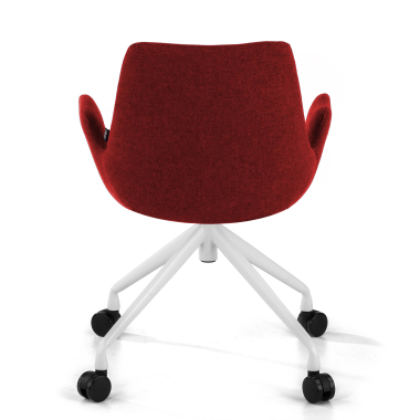 silla confidente blanco rojo giratoria con ruedas tela brazos tapizados 6