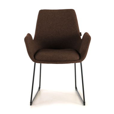 silla confidente marron estructura patin tela brazos fijos 3
