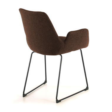 silla confidente marron estructura patin tela brazos fijos 6