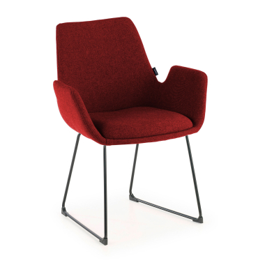 silla confidente rojo estructura patin tela brazos fijos 1
