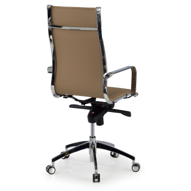 silla de oficina marron cafe estructura cromada ecopiel piel sintetica brazos fijos 5