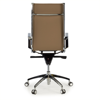 silla de oficina marron cafe estructura cromada ecopiel piel sintetica brazos fijos 6