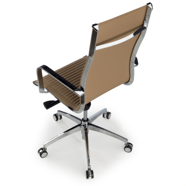 silla de oficina marron cafe estructura cromada ecopiel piel sintetica brazos fijos 7