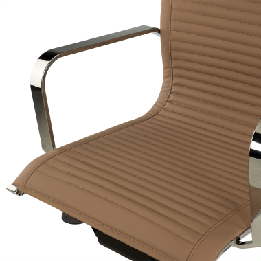 silla de oficina marron cafe estructura cromada ecopiel piel sintetica brazos fijos 8