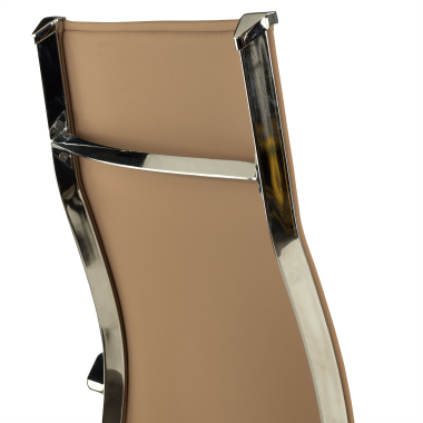 silla de oficina marron cafe estructura cromada ecopiel piel sintetica brazos fijos 9