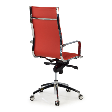 silla de oficina rojo estructura cromada ecopiel piel sintetica brazos fijos 5