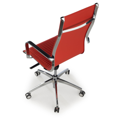 silla de oficina rojo estructura cromada ecopiel piel sintetica brazos fijos 7