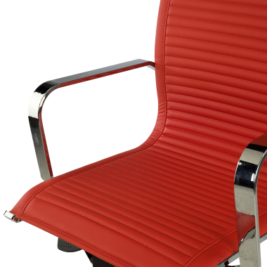 silla de oficina rojo estructura cromada ecopiel piel sintetica brazos fijos 8