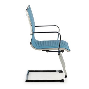 silla confidente azul celeste estructura cromada ecopiel piel sintetica brazos fijos 4