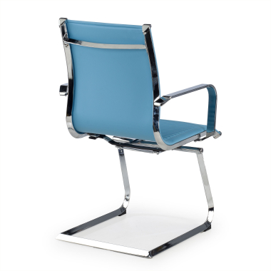 silla confidente azul celeste estructura cromada ecopiel piel sintetica brazos fijos 5