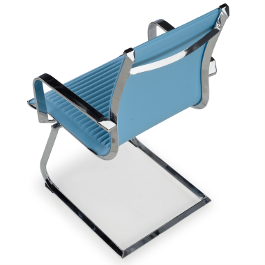 silla confidente azul celeste estructura cromada ecopiel piel sintetica brazos fijos 7