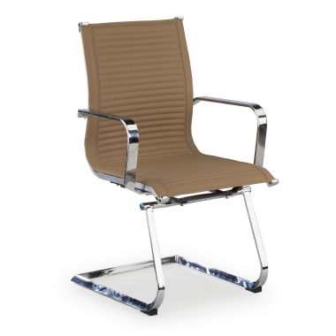 silla confidente marron cafe estructura cromada ecopiel piel sintetica brazos fijos 1