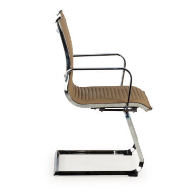 silla confidente marron cafe estructura cromada ecopiel piel sintetica brazos fijos 4
