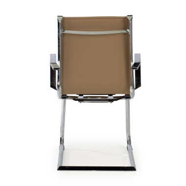 silla confidente marron cafe estructura cromada ecopiel piel sintetica brazos fijos 6