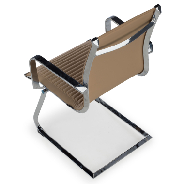 silla confidente marron cafe estructura cromada ecopiel piel sintetica brazos fijos 7