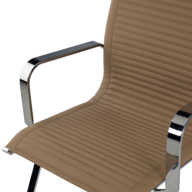 silla confidente marron cafe estructura cromada ecopiel piel sintetica brazos fijos 8
