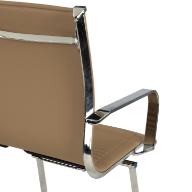 silla confidente marron cafe estructura cromada ecopiel piel sintetica brazos fijos 9