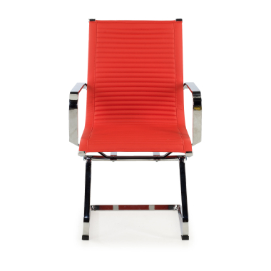 silla confidente rojo estructura cromada ecopiel piel sintetica brazos fijos 3