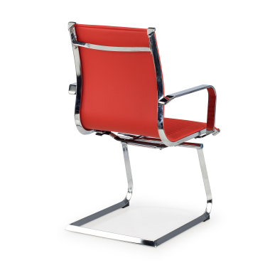 silla confidente rojo estructura cromada ecopiel piel sintetica brazos fijos 5