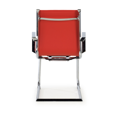 silla confidente rojo estructura cromada ecopiel piel sintetica brazos fijos 6