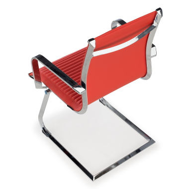 silla confidente rojo estructura cromada ecopiel piel sintetica brazos fijos 7