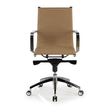 sillon de oficina marron cafe estructura cromada ecopiel piel sintetica brazos fijos 3