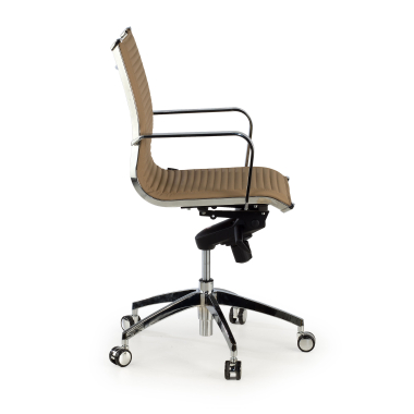 sillon de oficina marron cafe estructura cromada ecopiel piel sintetica brazos fijos 4
